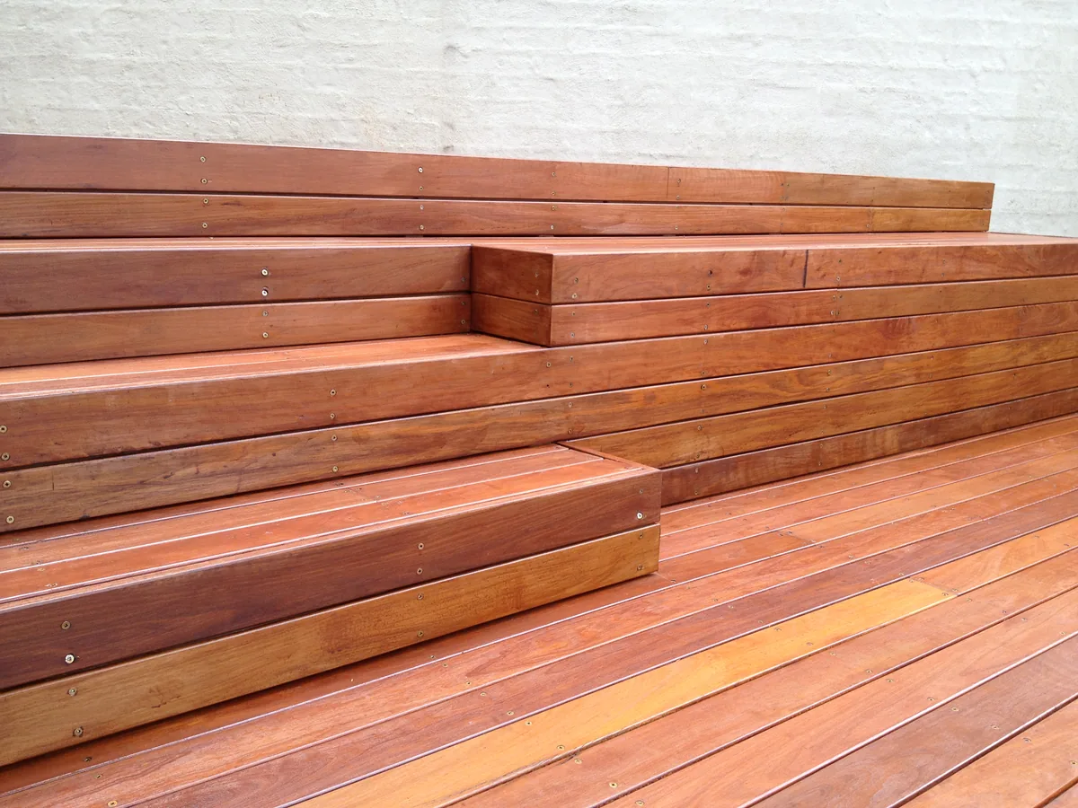 Timber steps leading from a verandah